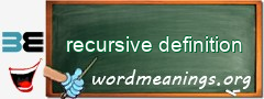 WordMeaning blackboard for recursive definition